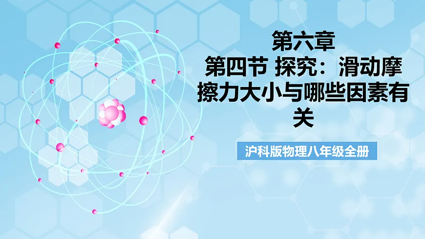 沪科版物理八年级全册第六章第四节《 探究:滑动摩擦力大小与哪些因素有关》 教学课件第1页