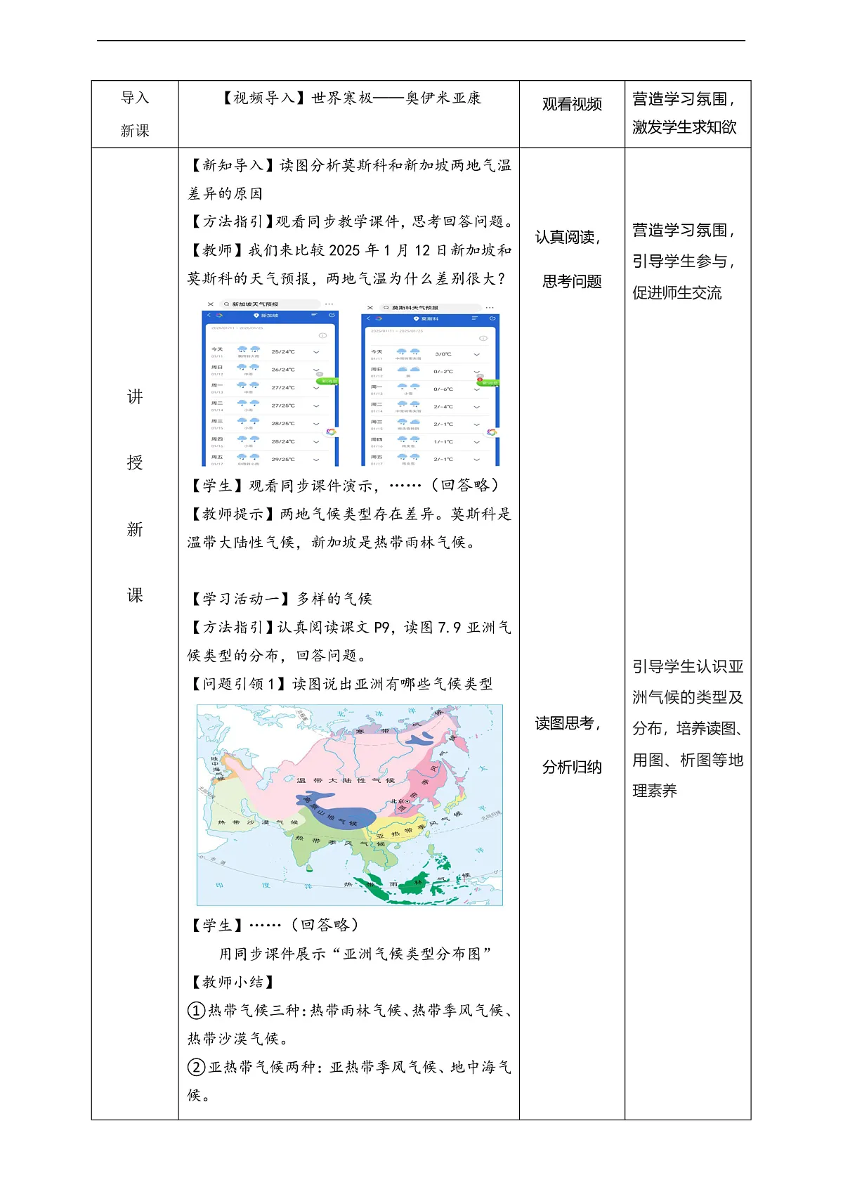 人教版(新课标)地理七下7.1.3 《亚洲的自然环境》教案第2页