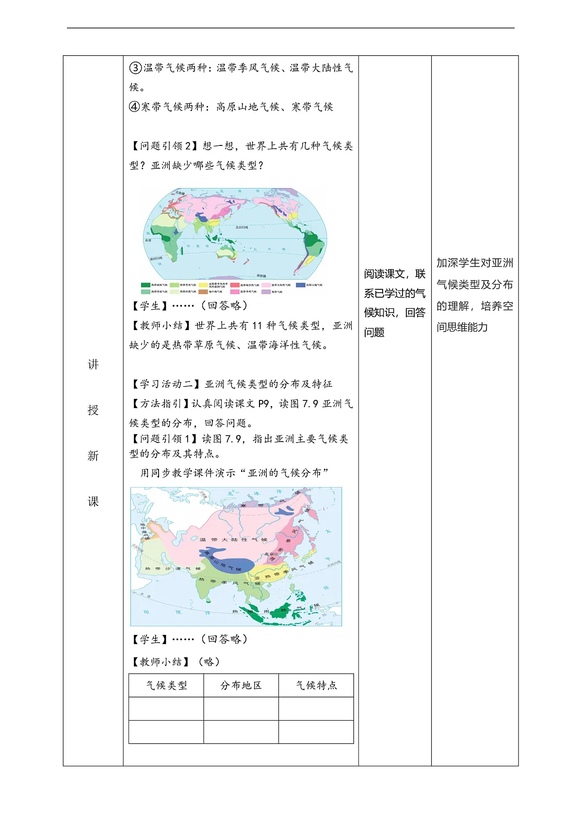 人教版(新课标)地理七下7.1.3 《亚洲的自然环境》教案第3页