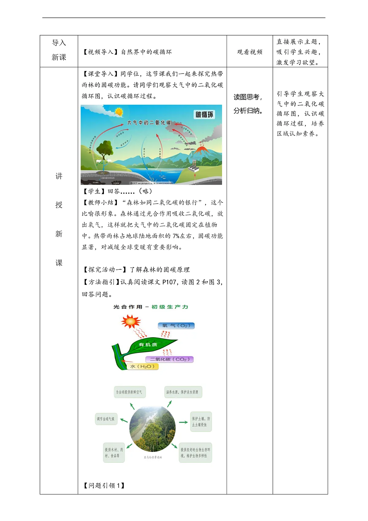 人教版(新课标)地理七下第十章 《探寻热带雨林的固碳功能》(跨学科主题学习)教案第2页
