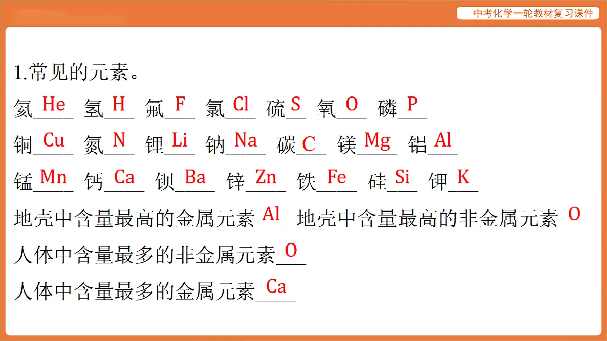 学习主题一 物质的组成与结构 重点专题一 化学用语-课件 2026年中考化学一轮复习(含答案解析)第3页