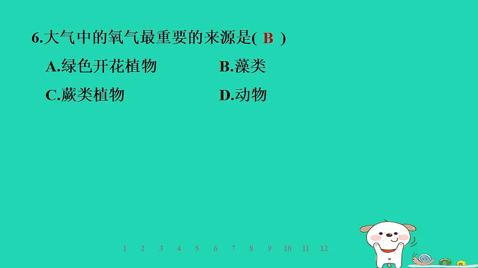 2025七年级生物上册第二单元生物的多样性第一章藻类植物和动物第一节藻类习题课件冀少版(含答案)第7页