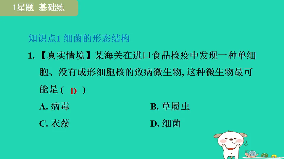 2025七年级生物上册第二单元生物的多样性第二章微生物第二节细菌习题课件冀少版(含答案)第3页