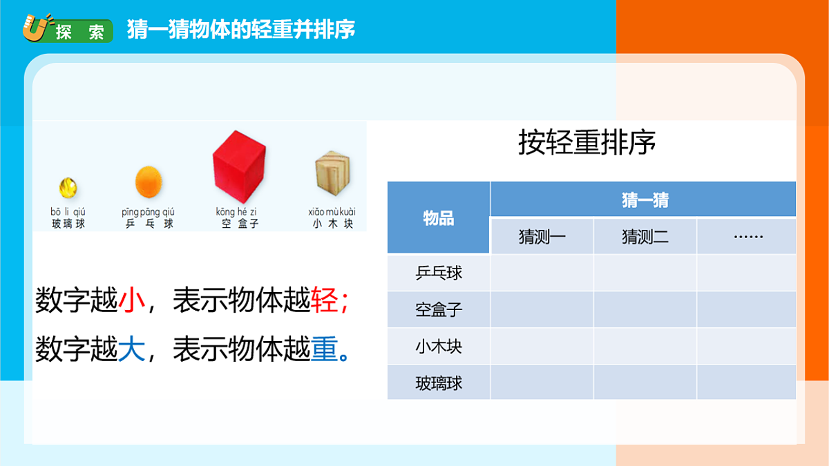 2026年教科版一年级科学下册 1-3《比较物体的轻重》课件第4页