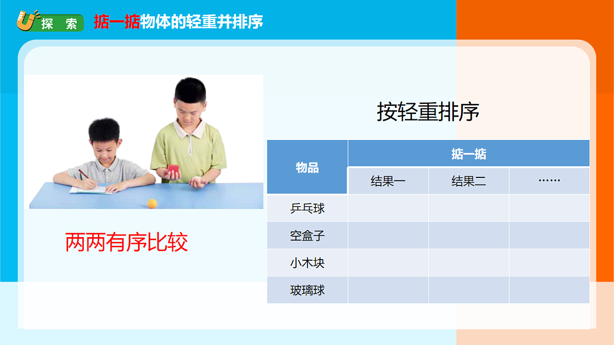 2026年教科版一年级科学下册 1-3《比较物体的轻重》课件第5页