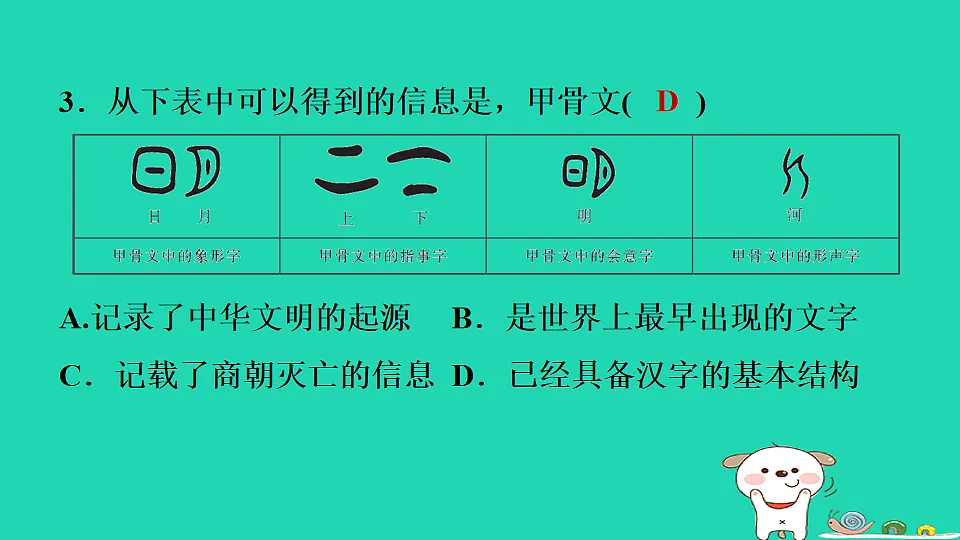2025七年级历史上册第二单元第八课夏商周时期的科技与文化习题课件新人教版(含答案)第4页