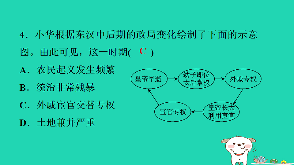 2025七年级历史上册第三单元秦汉时期统一多民族封建国家的建立和巩固第十三课东汉的兴衰习题课件新人教版(含答案)第6页