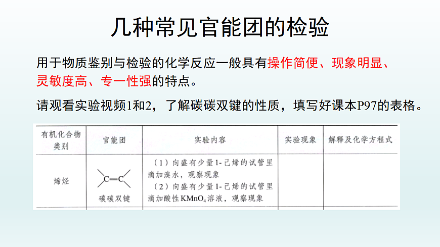 人教版(2019)高中化学选择性必修三 第三章 实验活动2:有机化合物中常见官能团的检验 课件第4页