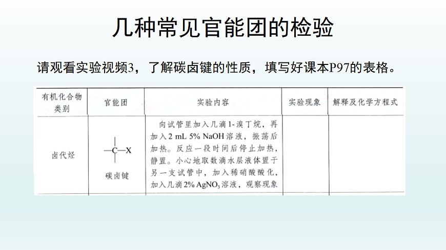 人教版(2019)高中化学选择性必修三 第三章 实验活动2:有机化合物中常见官能团的检验 课件第6页