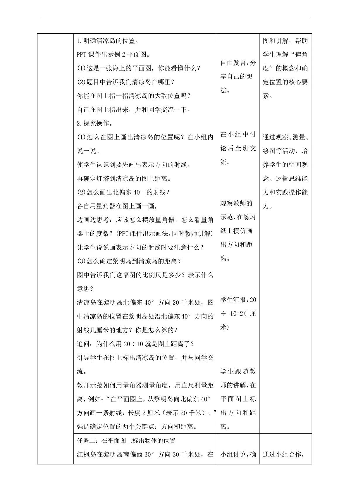【任务型备课】苏教版六年级下册-5.2 在平面图上表示物体的位置(教学设计)第2页