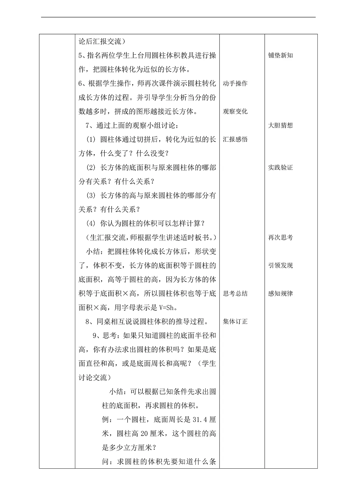 【任务型备课】西师大版六年级下册-2.2 圆柱的体积(教学设计)第2页
