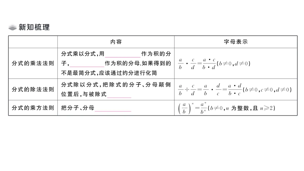 初中数学新华东师大版八年级下册15.2.1 分式的乘除课堂作业课件(2026春)(放映显示答案)第2页