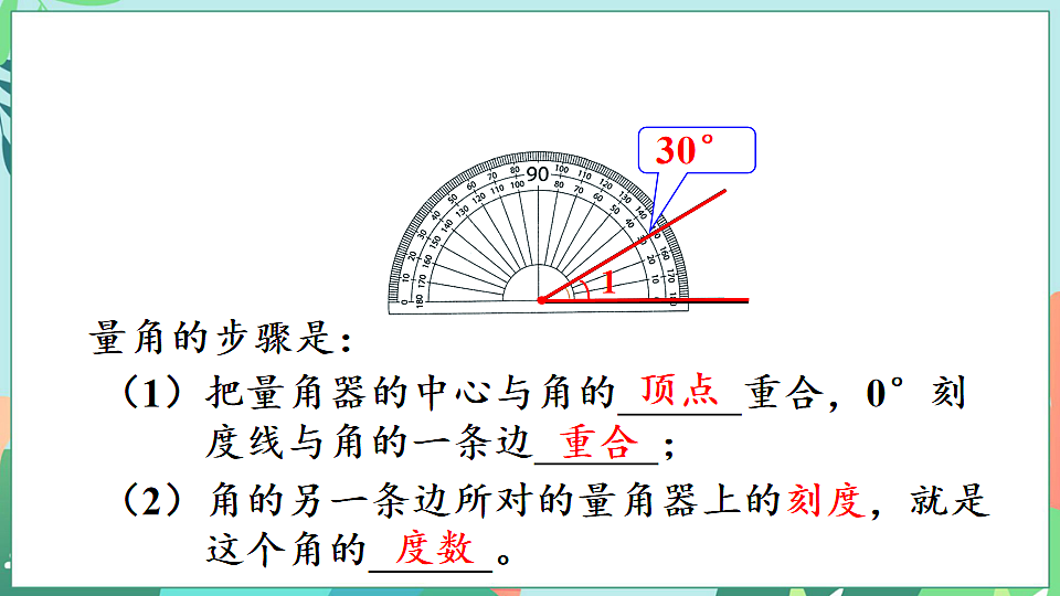 26春苏教版三年级下册数学第一单元 第6个课时 用量角器量角和画角 课件第4页