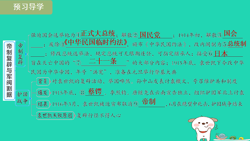 安徽省2025八年级历史上册第三单元资产阶级民主革命与中华民国的建立第十课帝制复辟与军阀割据课件新人教版(含答案)第3页
