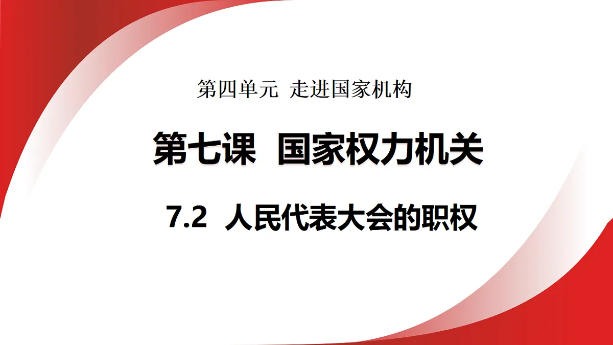 7.2 人民代表大会的职权 课件统编版道德与法治八年级下册第1页