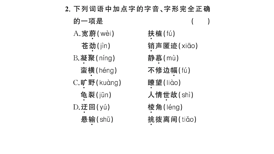 初中语文新部编版八年级下册期末专题一 字音字形复习作业课件(2026春)(放映显示答案)第3页