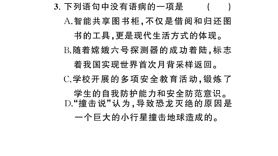 初中语文新部编版八年级下册期末专题三 语法、语病、标点复习作业课件(2026春)(放映显示答案)第4页