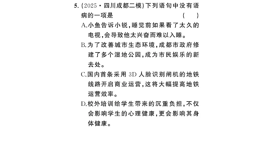 初中语文新部编版八年级下册期末专题三 语法、语病、标点复习作业课件(2026春)(放映显示答案)第6页