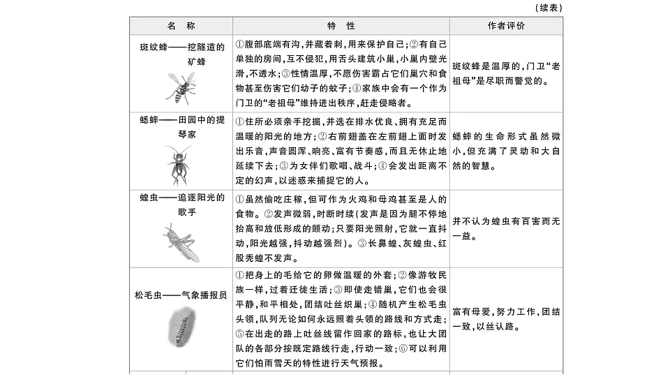 初中语文新部编版八年级下册整本书阅读 《昆虫记》作业课件(2026春)(放映显示答案)第5页