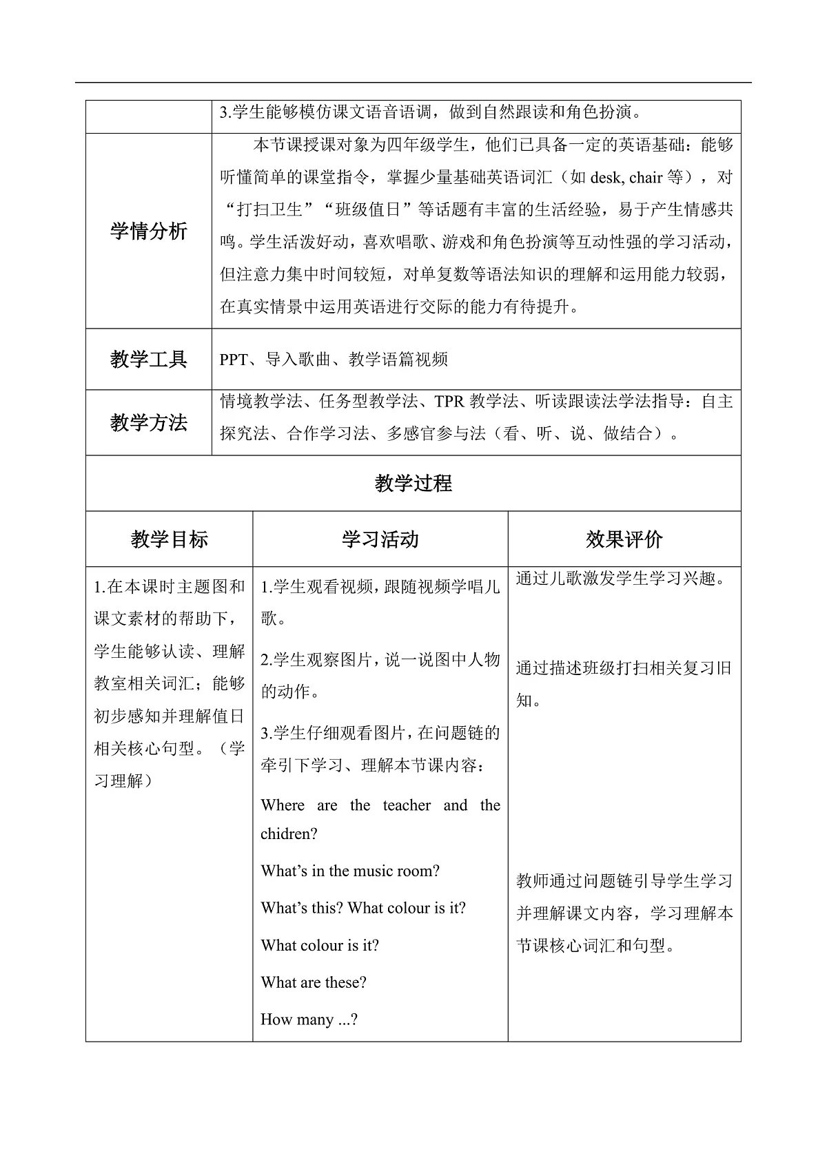 Unit 1 第5课时 Part B Let’s learn&Listen and do 教学设计第3页