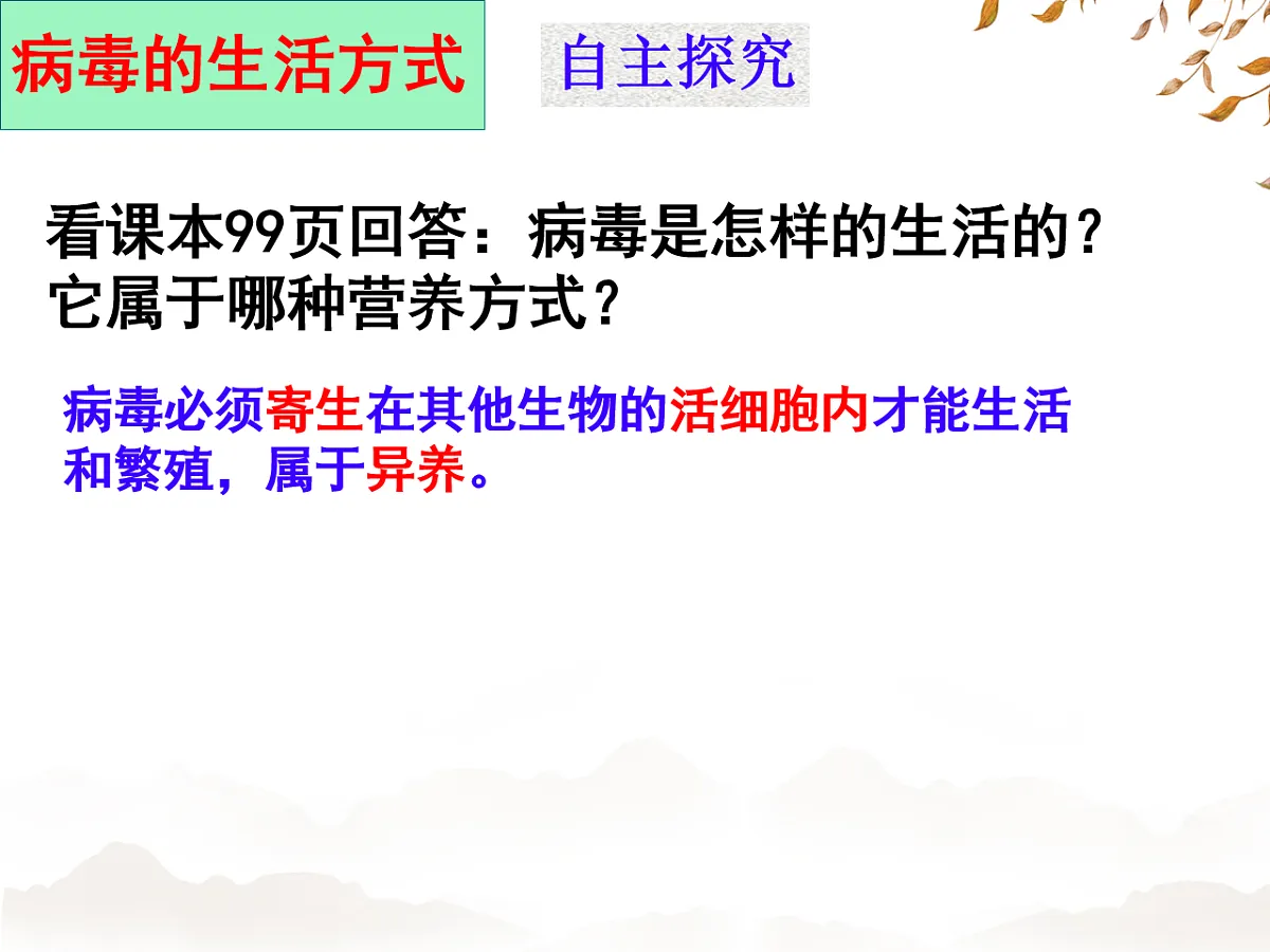 初中 生物 济南版(2024) 七年级上册2.3.1 病毒是没有细胞结构的生物 课件第8页