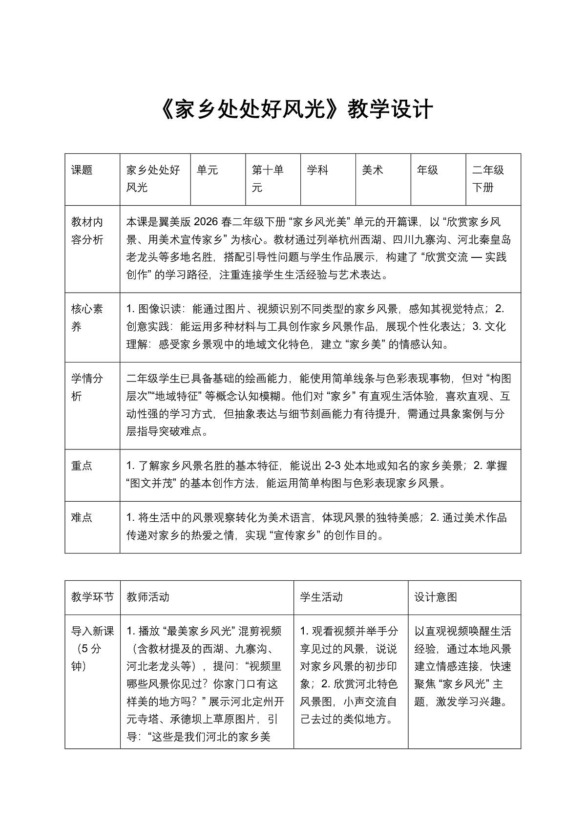 《家乡处处好风光》教学设计第2页