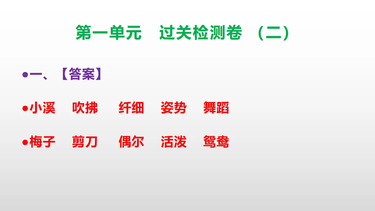 (新)部编版三年级语文下册第一单元过关检测卷(二)PPT(参考答案课件)第2页