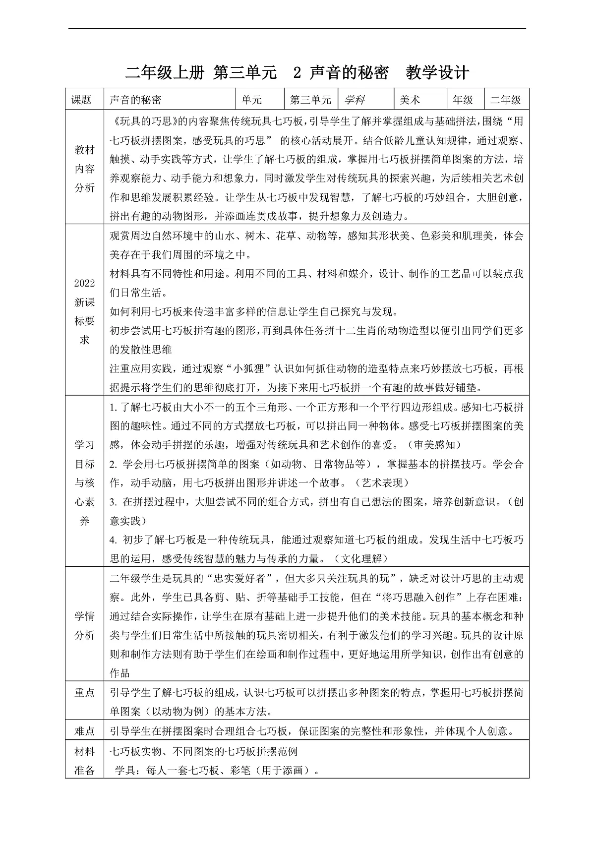 【人教版】美术 二年级上册 第三单元 3 玩具的巧思 教学设计第1页