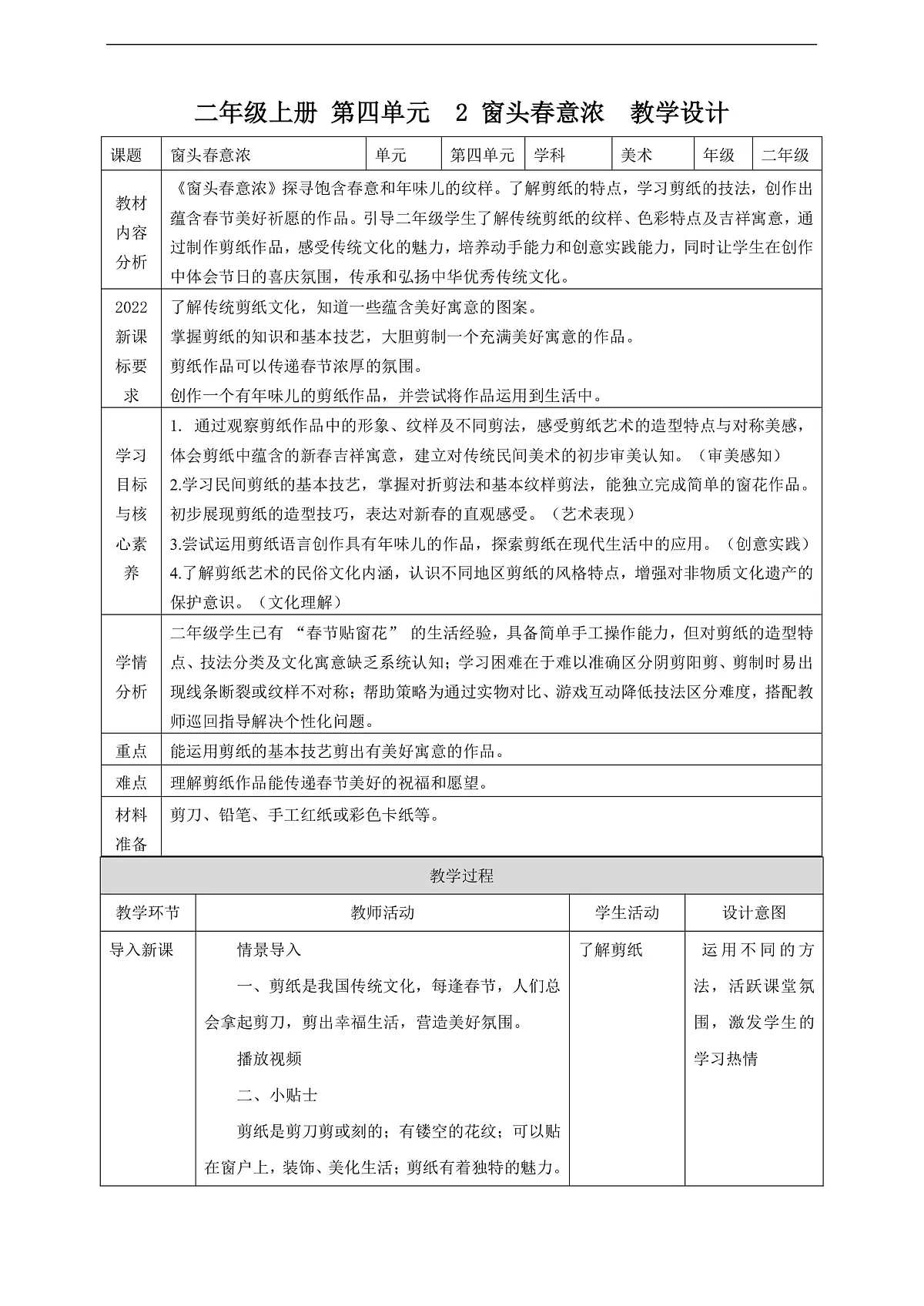 【人教版】美术 二年级上册 第四单元 2 窗头春意浓 教学设计第1页