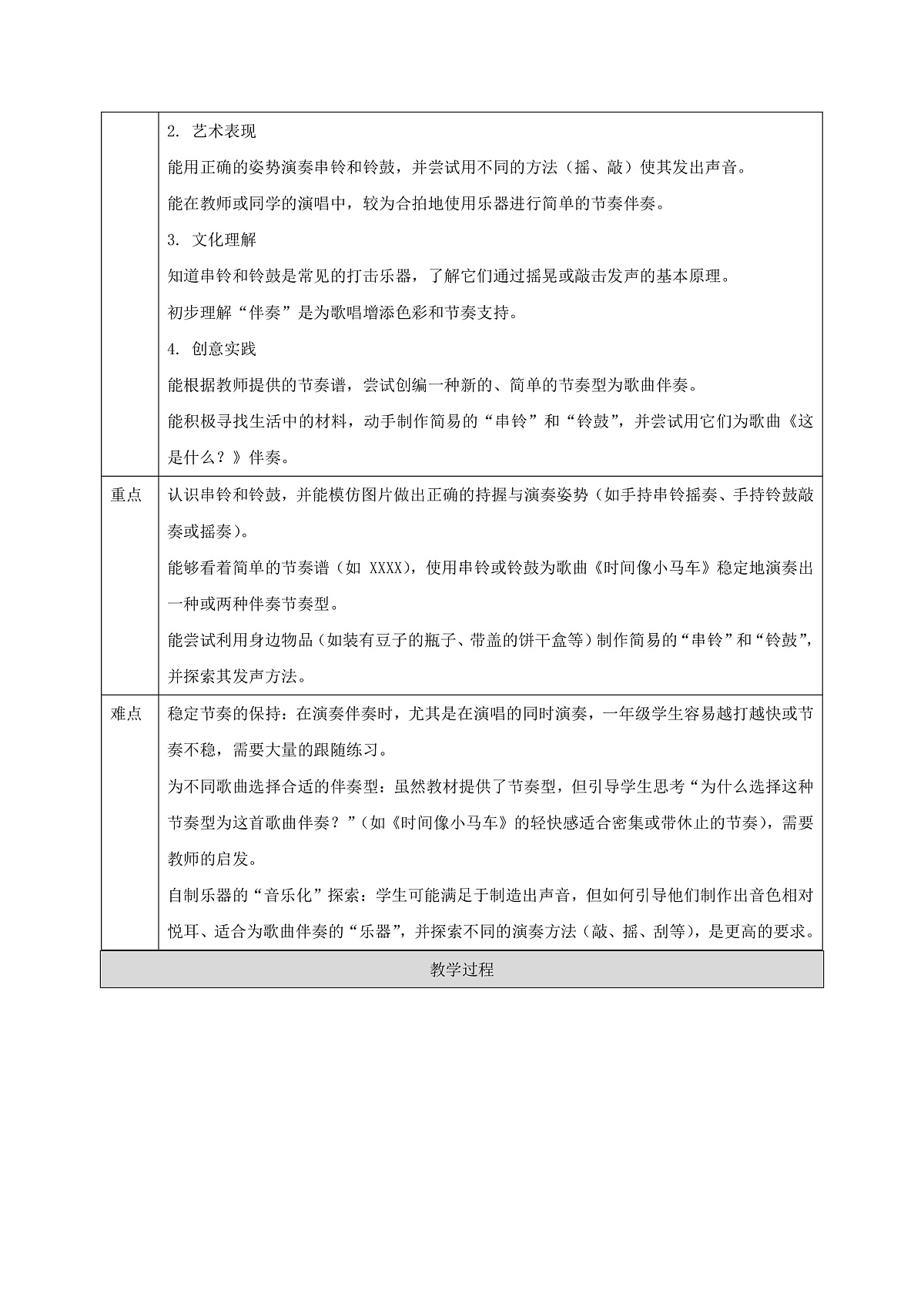 人音版小学音乐一年级下册第六单元《演奏:串铃 铃鼓》教案第2页