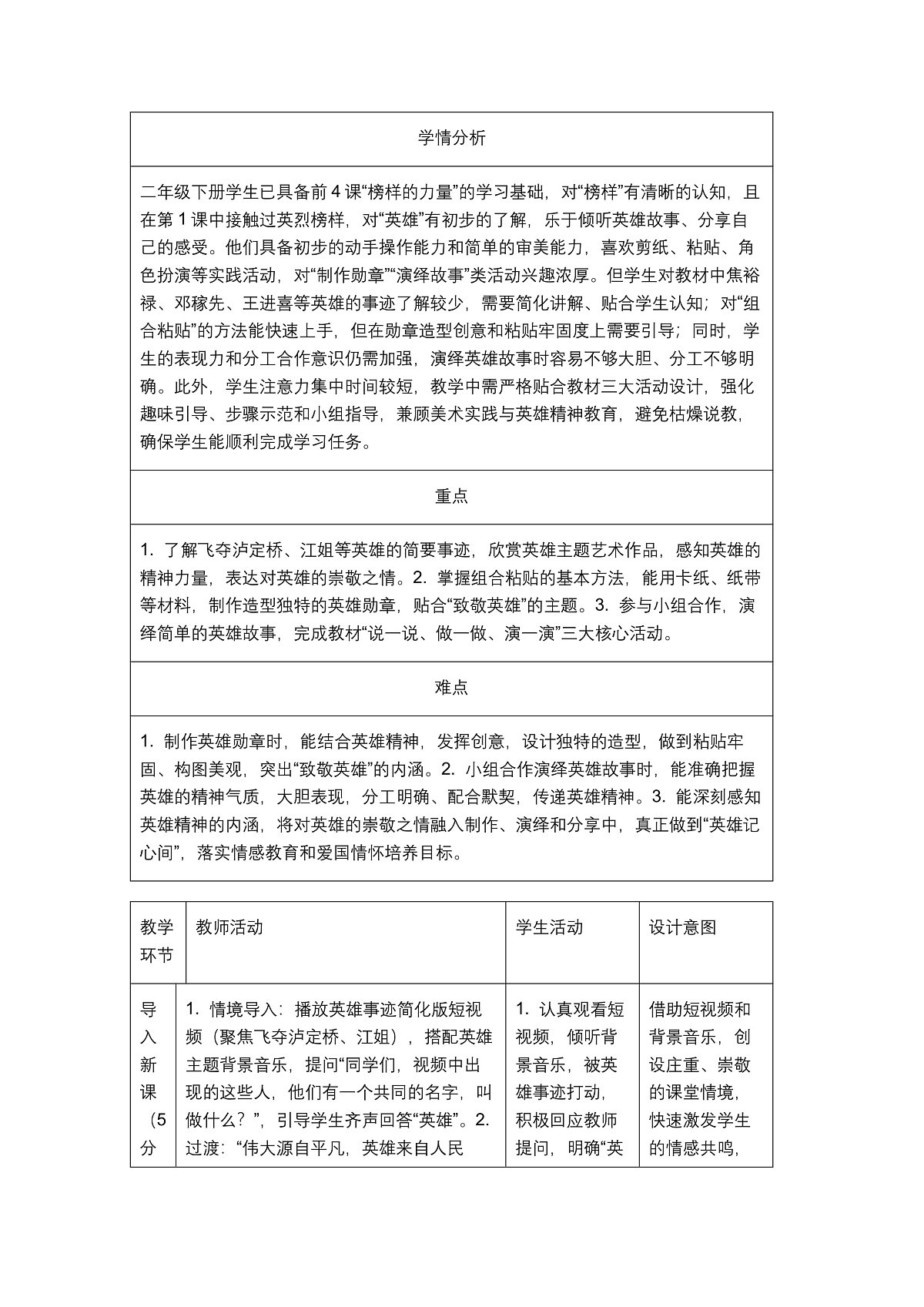 《英雄记心间》教学设计第2页
