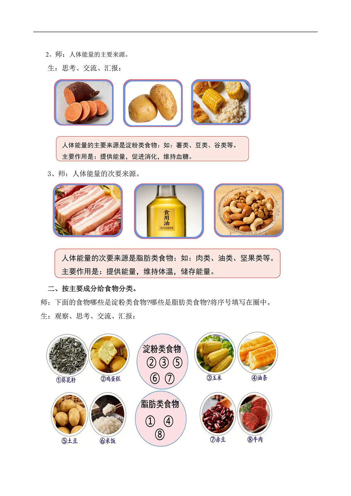 苏教版小学科学三年级下册第五单元《20 食物的主要》教案第2页