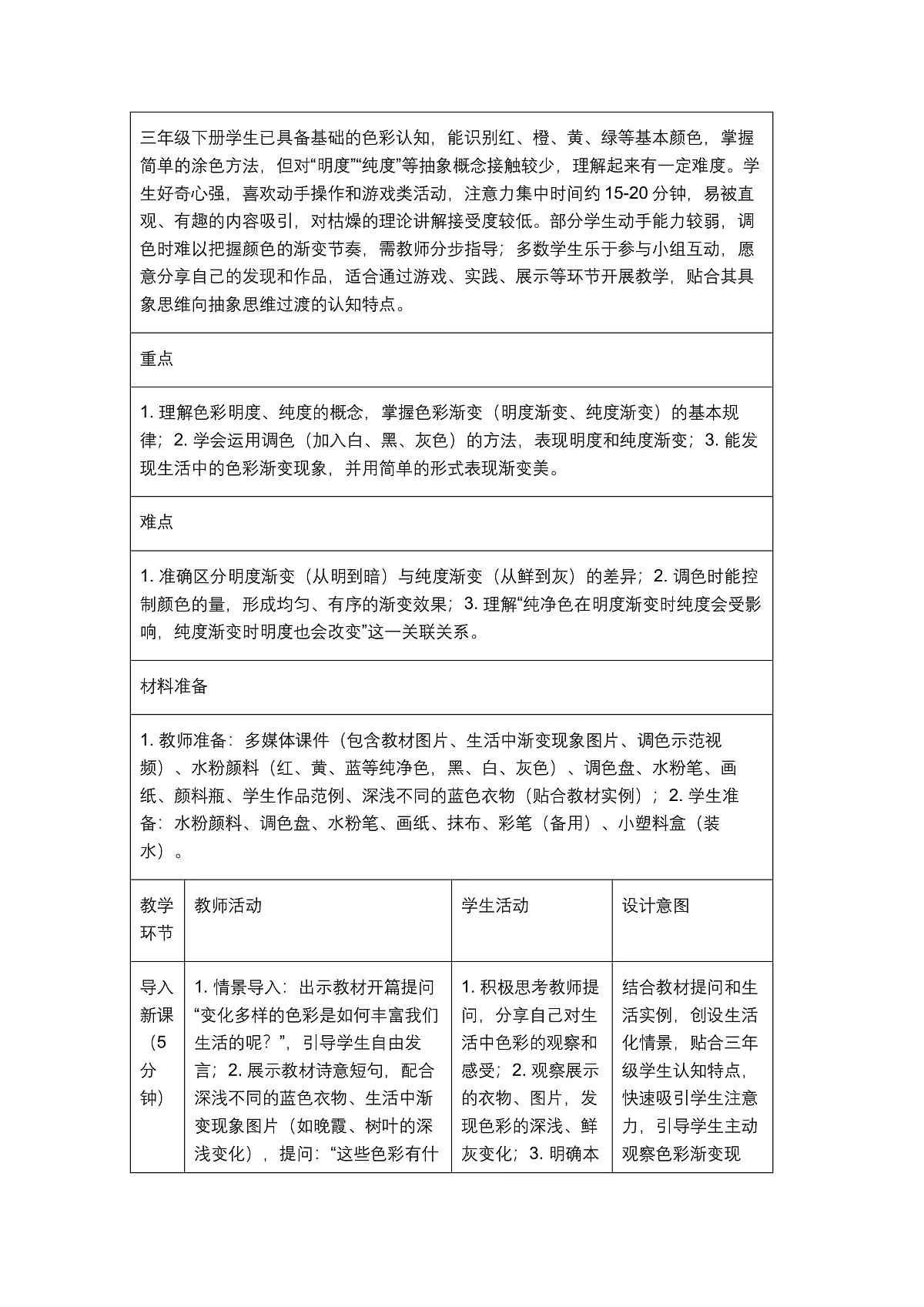 《色彩的渐变》教学设计第2页