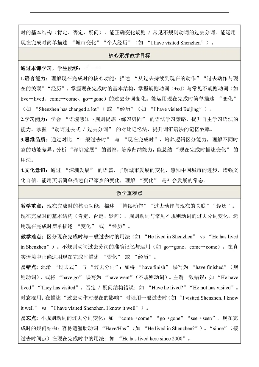 【教学评一体化】Unit 1 Past and present 第3课时Grammar 教学设计第2页