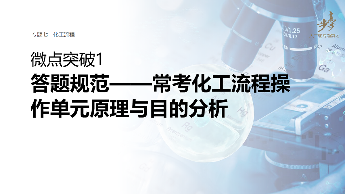 专题七 微点突破1 答题规范——常考化工流程操作单元原理与目的分析第1页