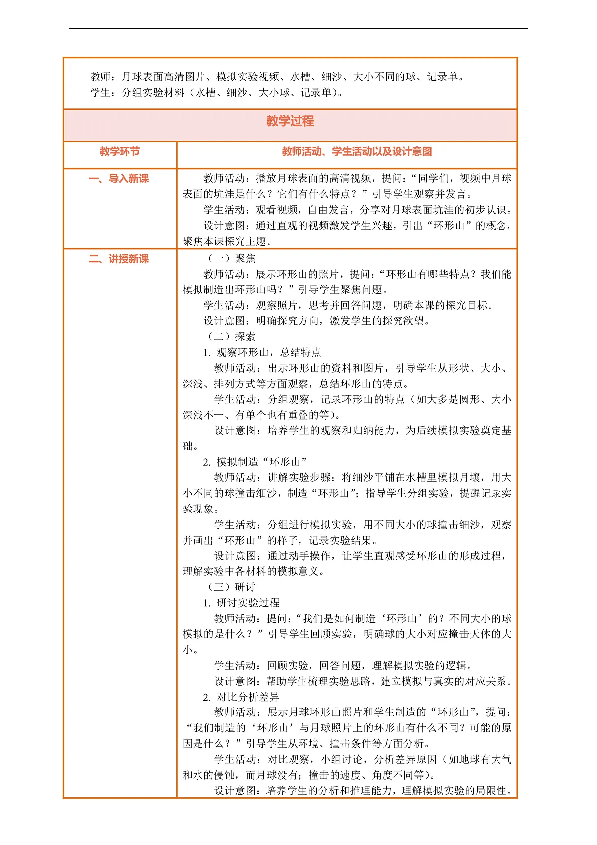 【核心素养】第三单元《只有一个地球》第4课《我们来造“环形山”》教案含反思第2页