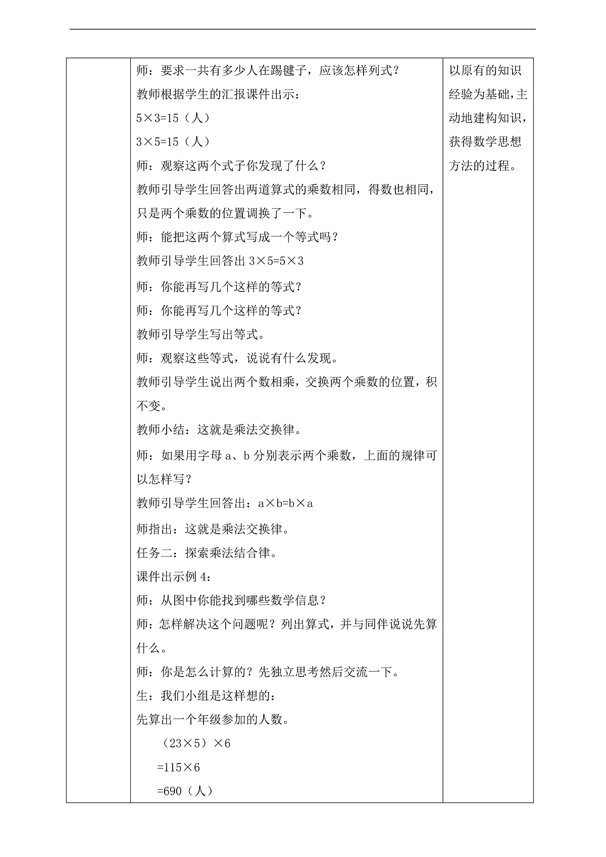 【任务型备课】苏教版四年级下册-5.3 乘法交换律和结合律(教案)第2页