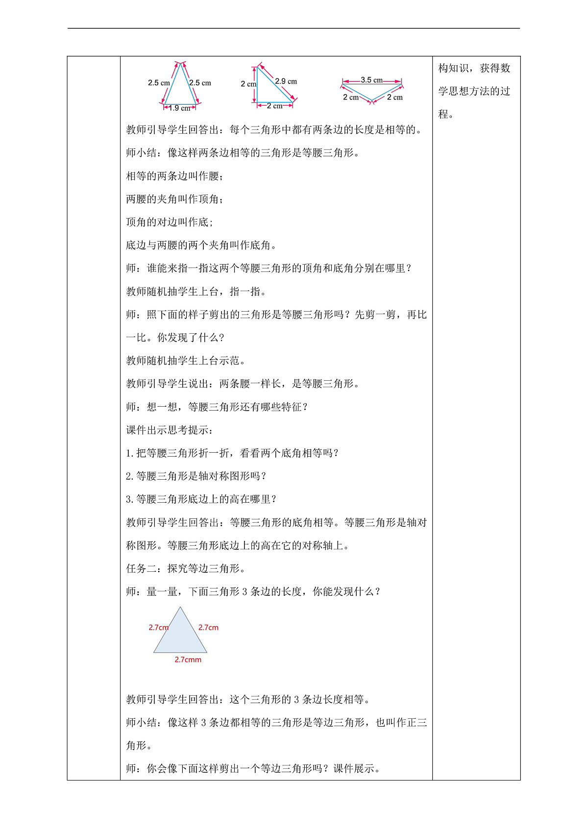 【任务型备课】苏教版四年级下册-6.5 等腰三角形和等边三角形(教案)第2页