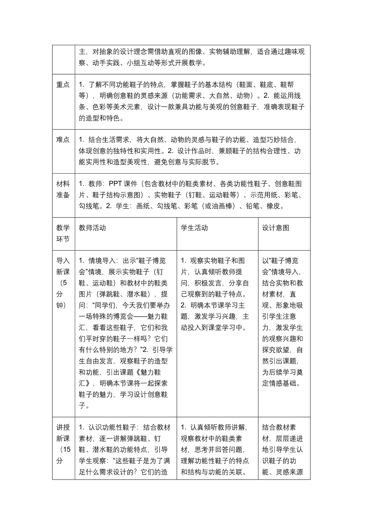《魅力鞋汇》教学设计1第2页