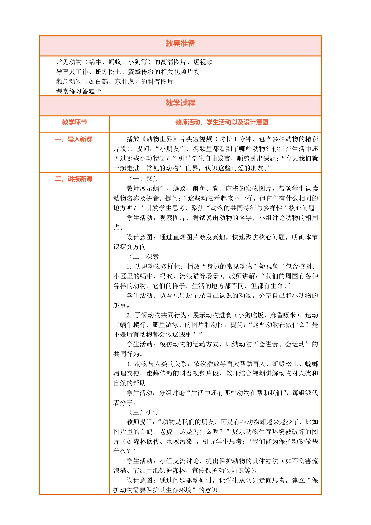 【核心素养】第二单元《常见的动物》第7课《单元小结及科学阅读》教案含反思第2页