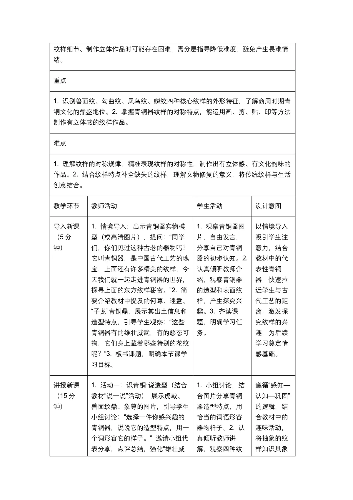 《青铜器上的东方纹样》教学设计1第2页