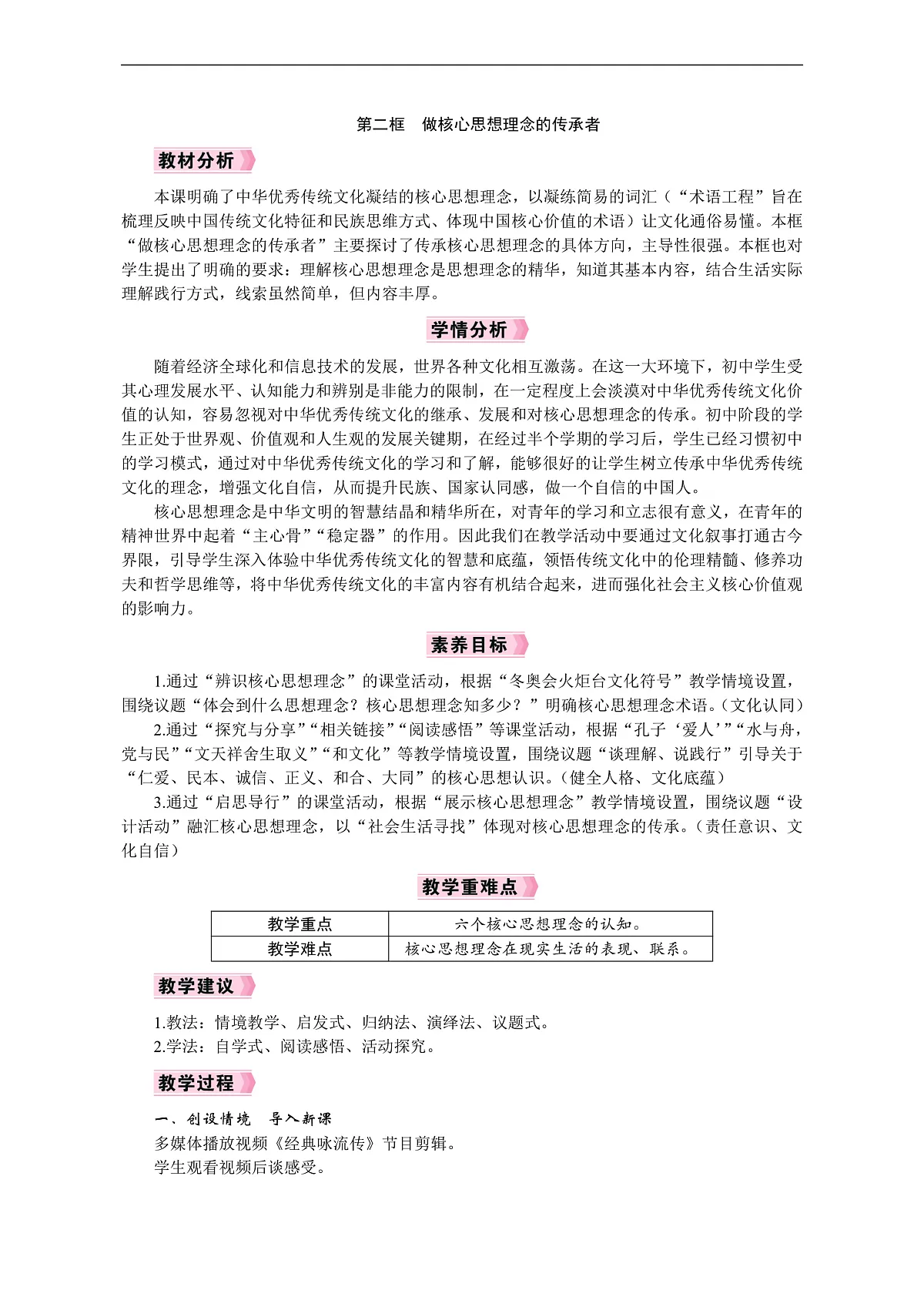 2026年七年级下册道德与法治 教案 人教版(2024)第2框 做核心思想理念的传承者第1页