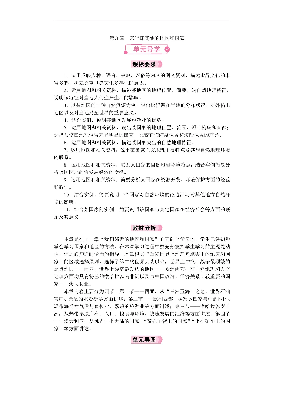 26年七年级地理下册 人教版(2024)电子教案第九章 单元导学第1页