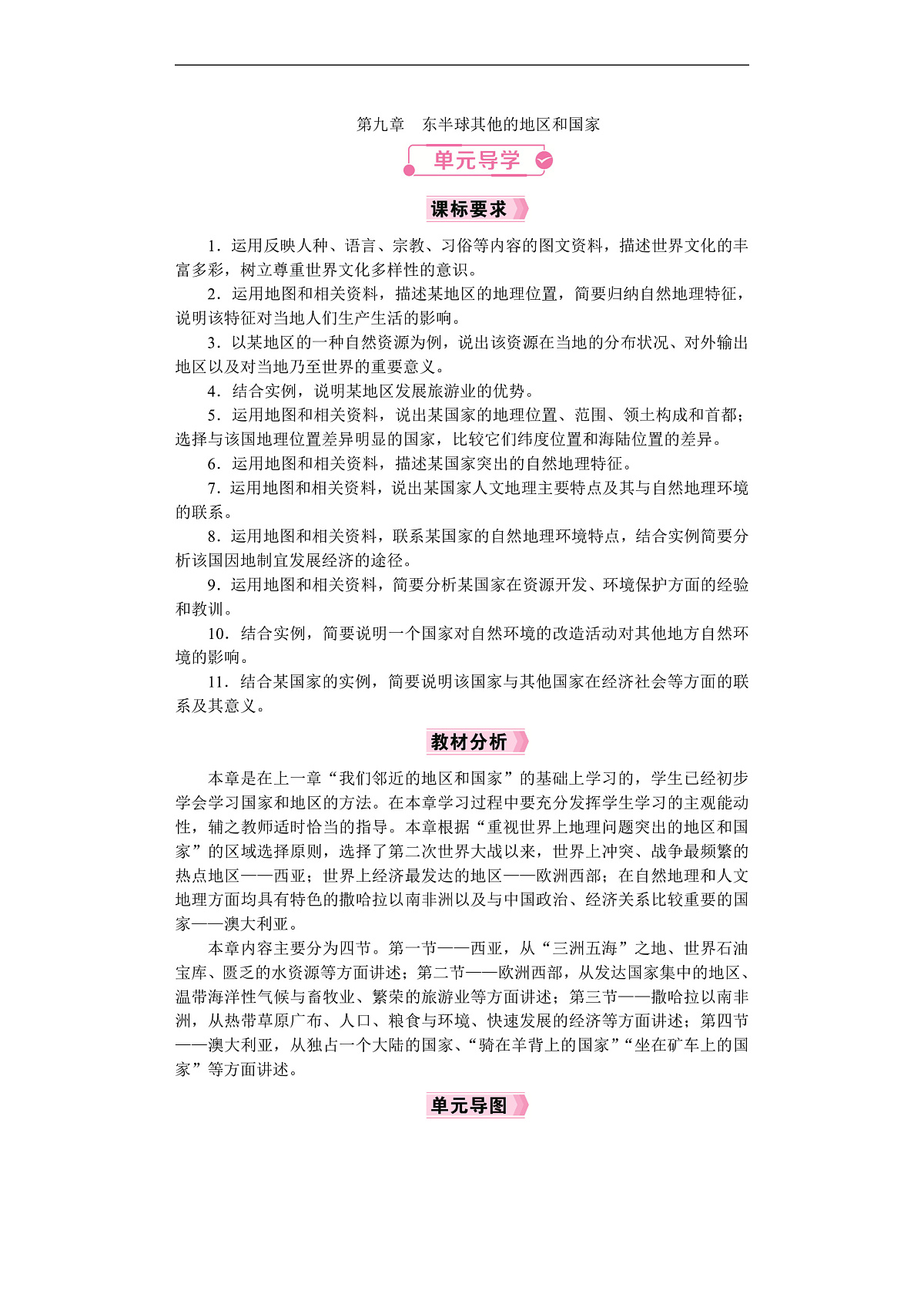 26年七年级地理下册 人教版(2024)电子教案第九章 单元导学第1页