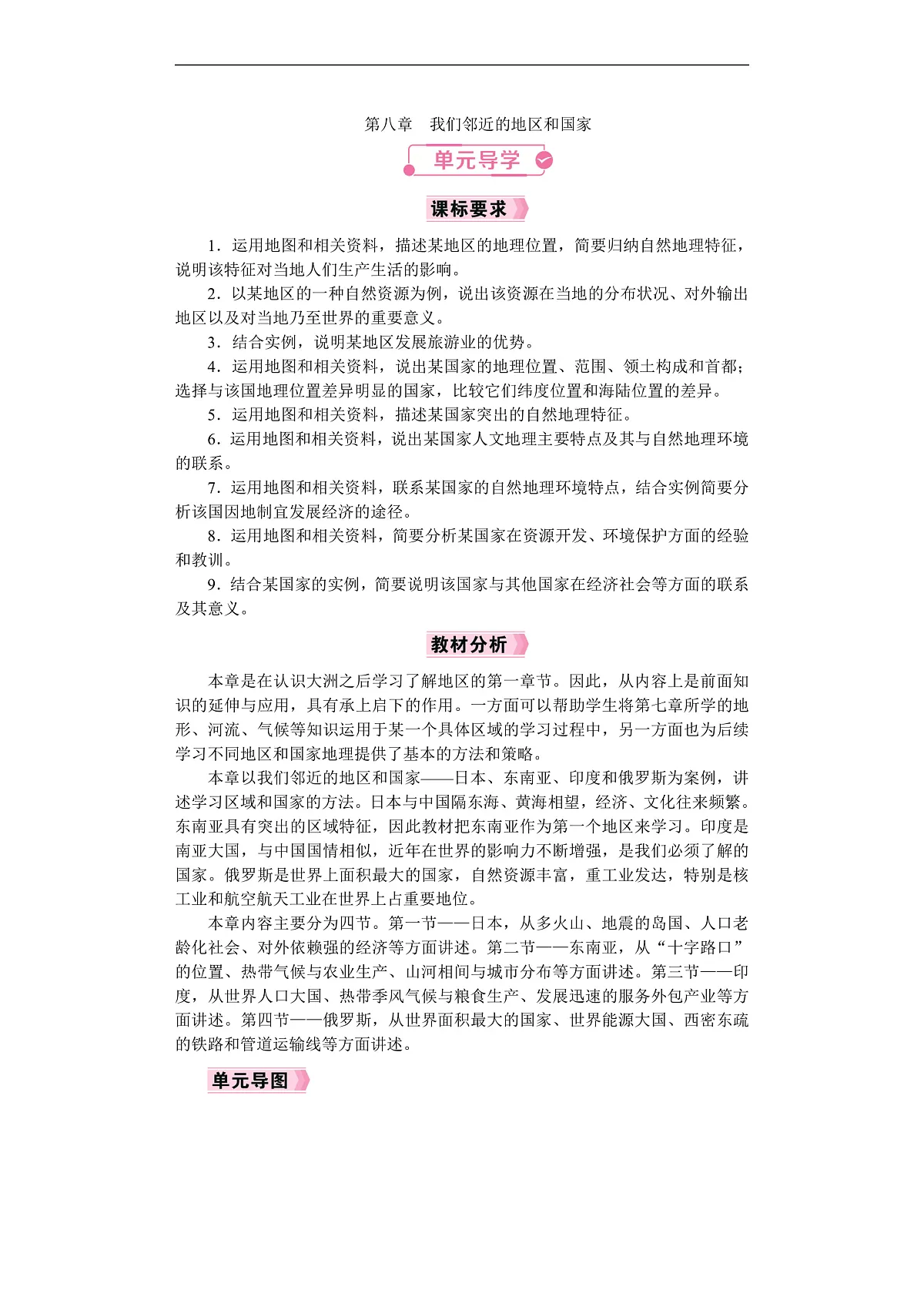 26年七年级地理下册 人教版(2024)电子教案第八章 单元导学第1页