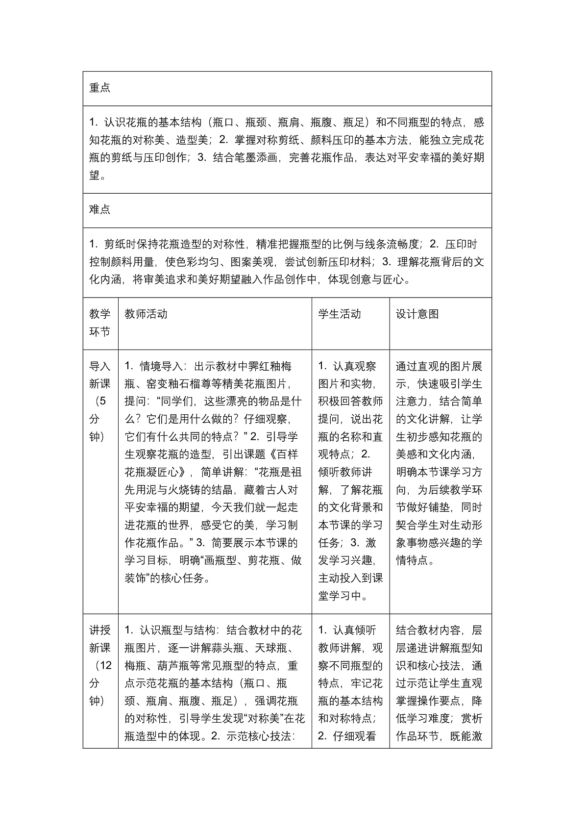 《百样花瓶凝匠心》教学设计第2页