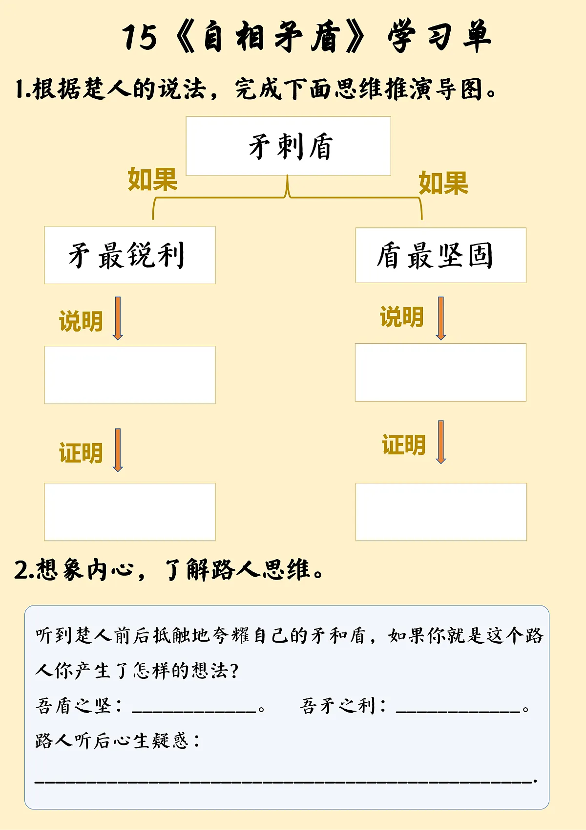 《自相矛盾》学习单第1页