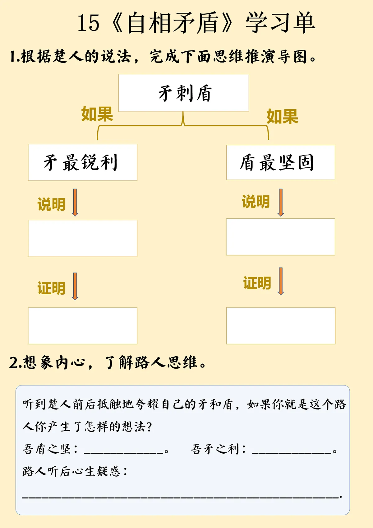 《自相矛盾》学习单【可编辑】第1页