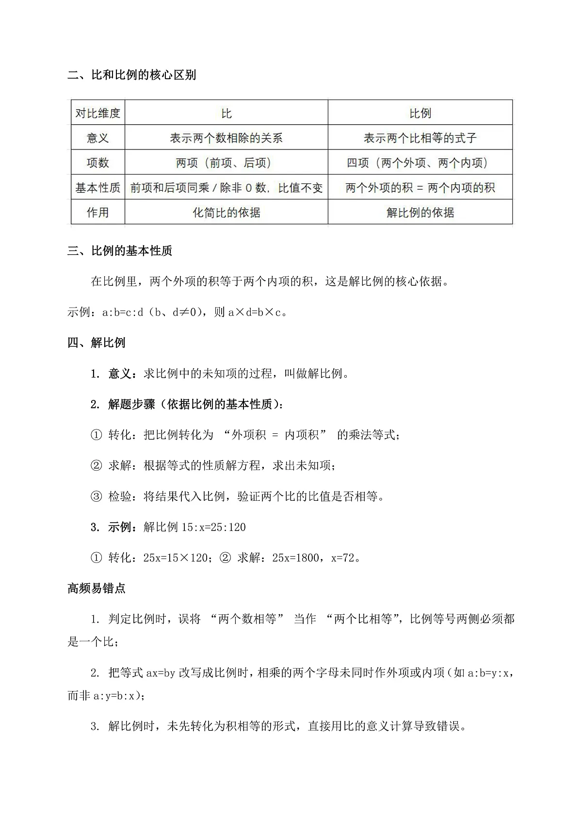 人教版六年级下册数学第四单元《比例》知识梳理+易错提示第3页
