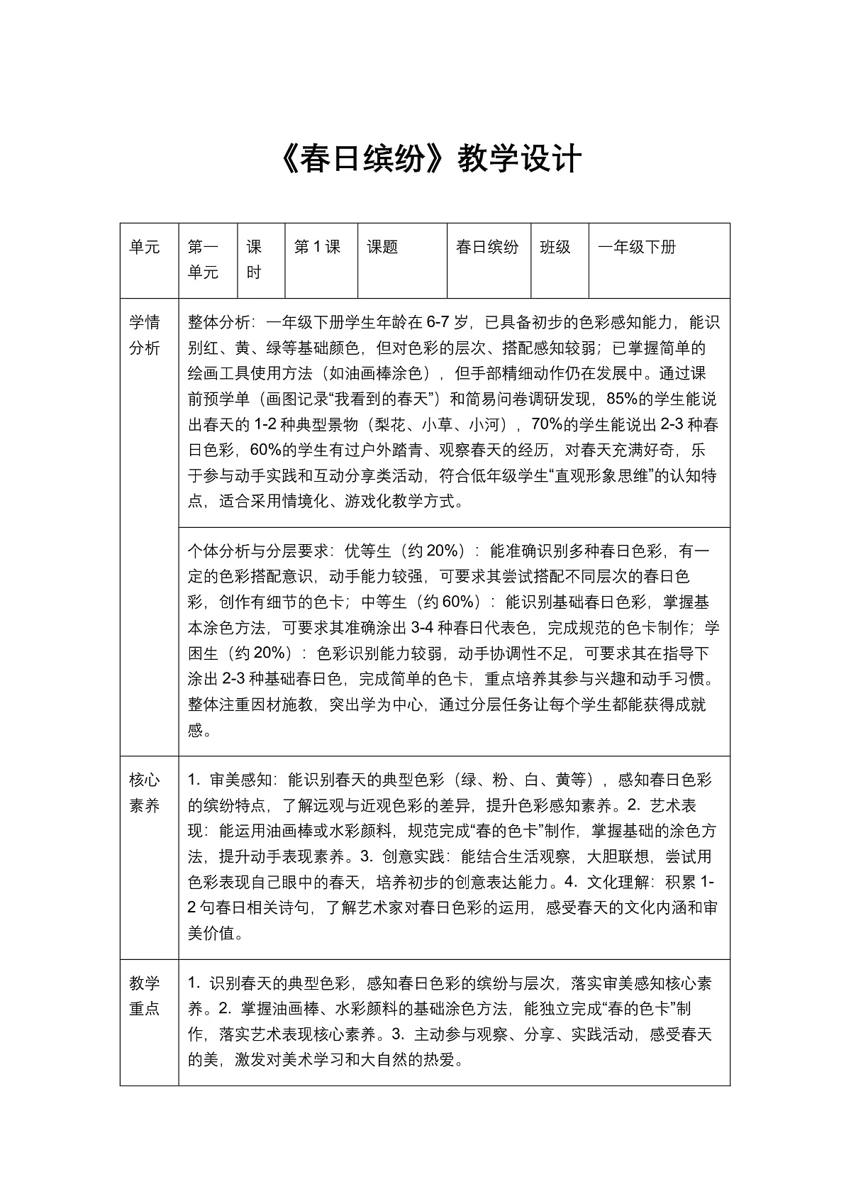 《春日缤纷》教学设计第1页